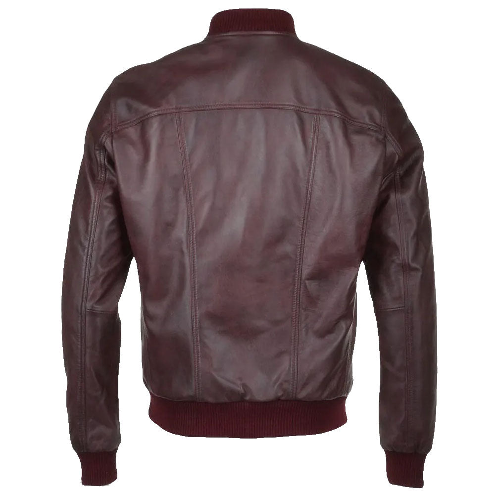 Blouson aviateur en cuir Oxblood pour homme