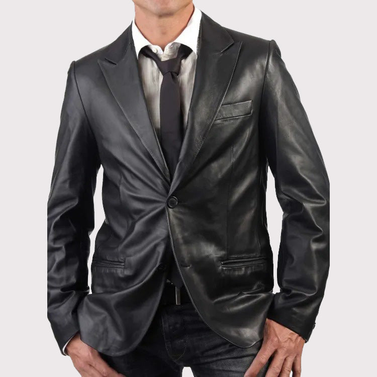 Blazer en cuir d'agneau de qualité supérieure pour homme