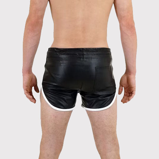 Short de sport et de plage en cuir véritable pour homme