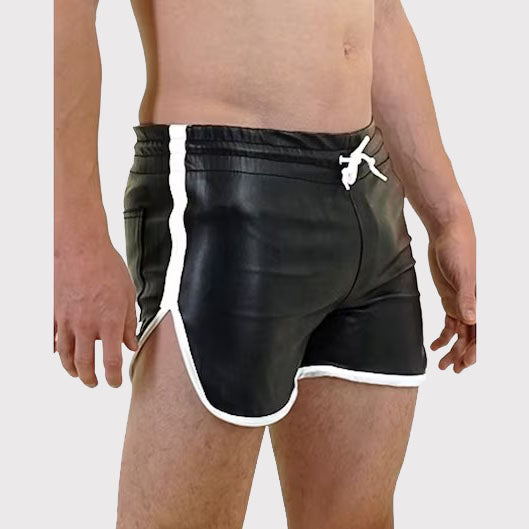 Short de sport et de plage en cuir véritable pour homme