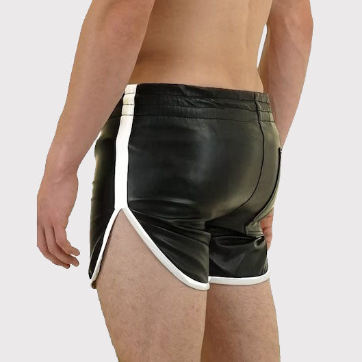 Short de sport et de plage en cuir véritable pour homme