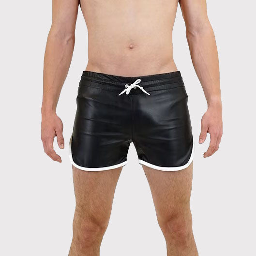 Short de sport et de plage en cuir véritable pour homme