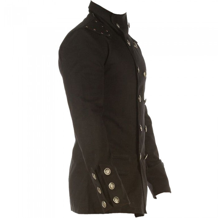 Manteau veste militaire gothique en coton noir pour homme