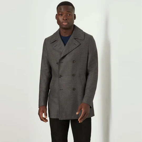 Manteau bleu marine en polaire gris classique pour homme