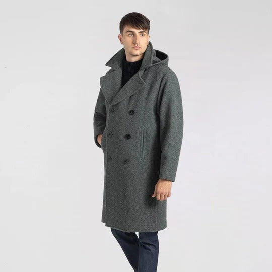 Manteau long en polaire gris pour homme