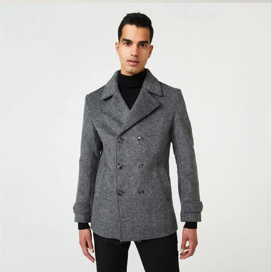 Manteau en polaire gris chiné pour homme