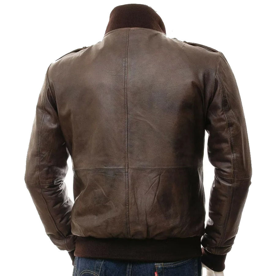 Veste de motard en cuir marron fait main pour homme