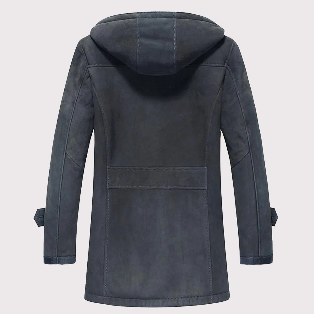 Manteau en fourrure de mouton à capuche pour homme - Veste d'hiver chaude