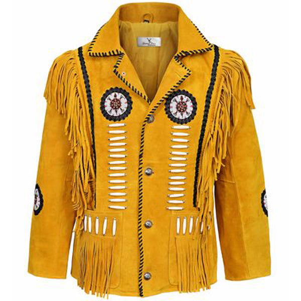 Veste de cavalier en cuir indien western pour homme