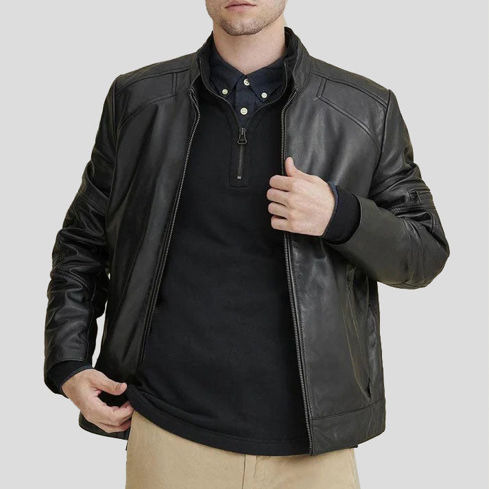 Veste en cuir pour motard pour homme