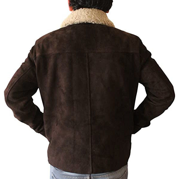 Originale Wildlederjacke aus braunem Wildleder für Herren