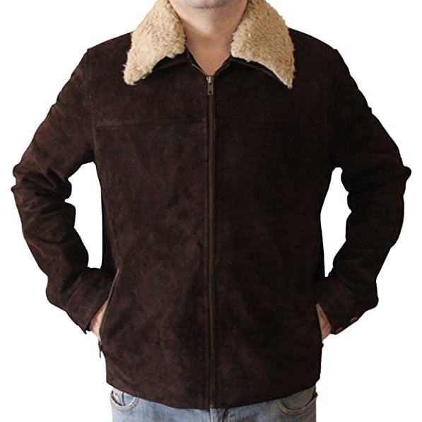 Originale Wildlederjacke aus braunem Wildleder für Herren