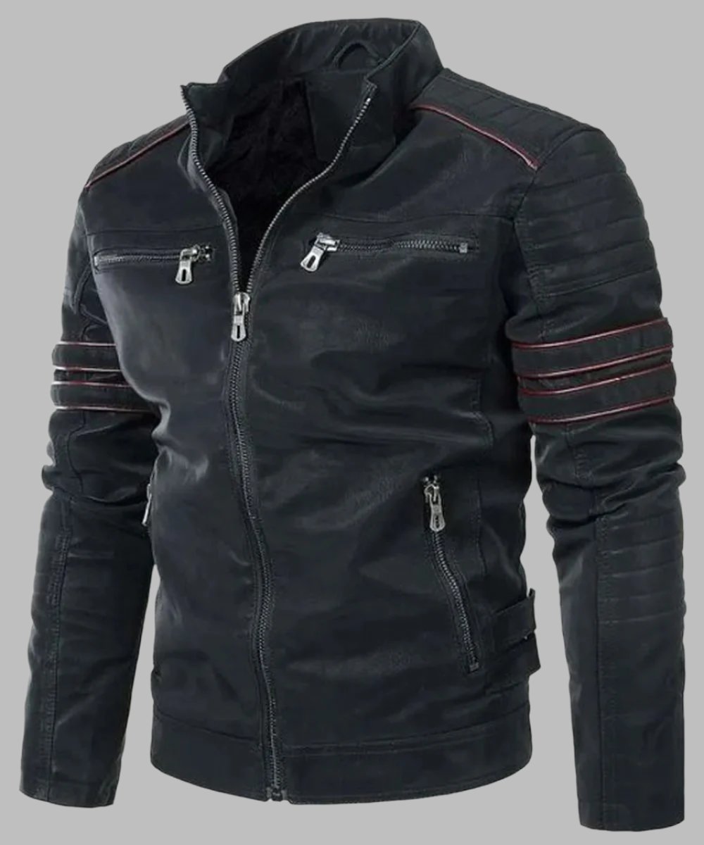 Veste de motard en cuir Pegasus pour homme - Style moto classique