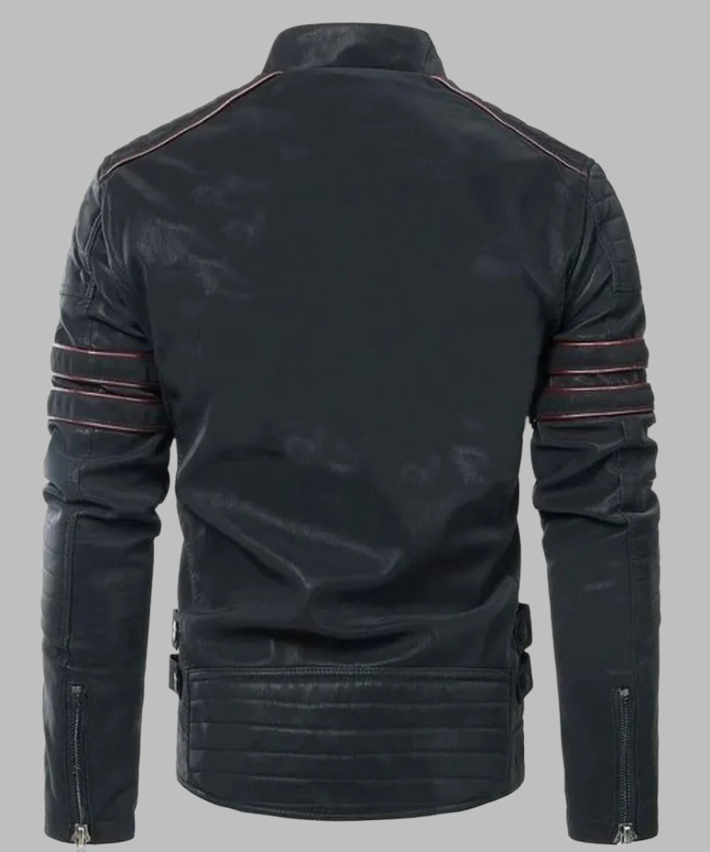 Veste de motard en cuir Pegasus pour homme - Style moto classique