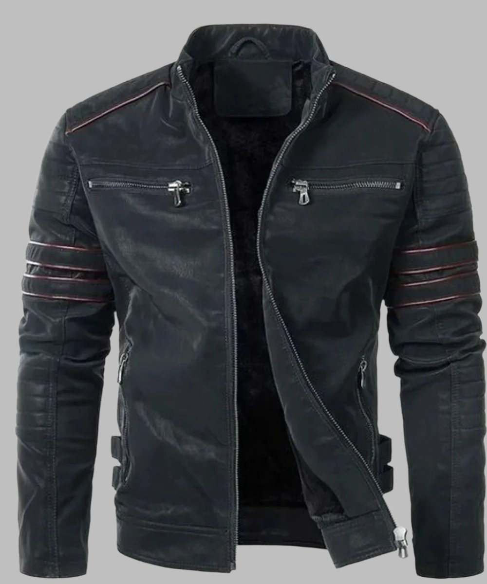 Veste de motard en cuir Pegasus pour homme - Style moto classique