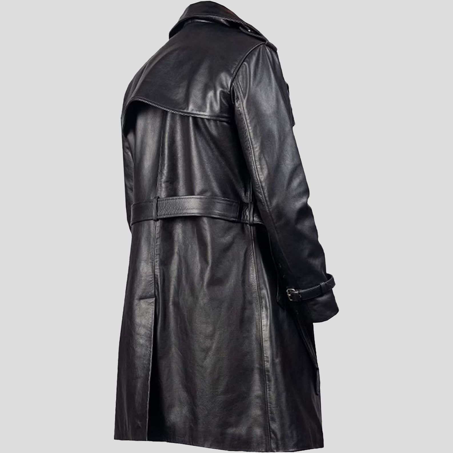 Trench-coat en cuir de vache véritable de qualité supérieure pour homme