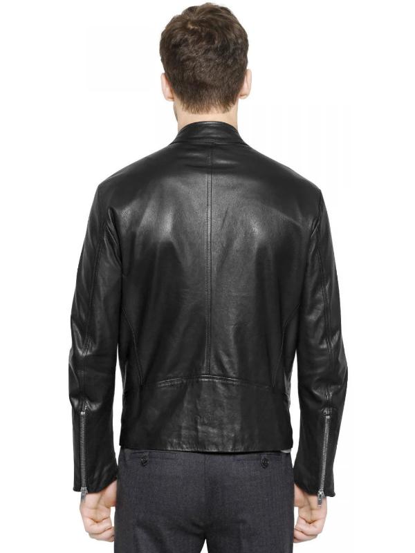 Veste de moto en cuir noir de style rétro pour homme