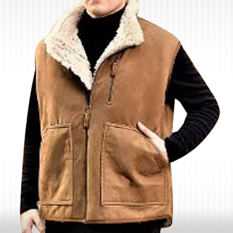 Gilet aviateur B3 en peau de mouton pour homme - Gilet élégant en cuir d'aviateur de la RAF