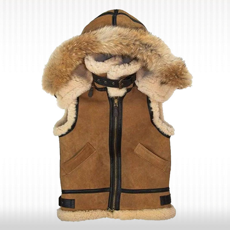 Gilet en fourrure de mouton retourné pour homme - Style bombardier B3