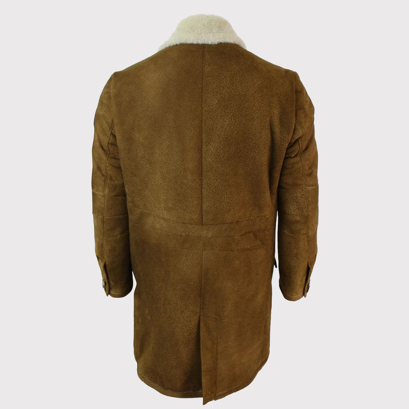 Manteau en peau de mouton retournée marron clair rétro vintage pour homme