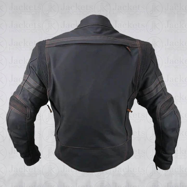 Veste blindée en cuir noir mat pour moto « Street » pour homme