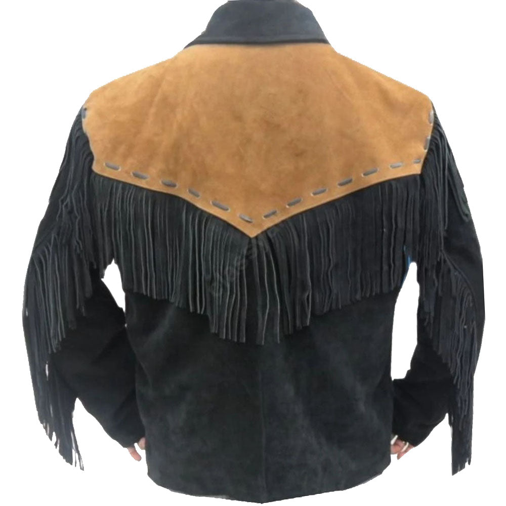 Veste en cuir suédé style cowboy western pour homme