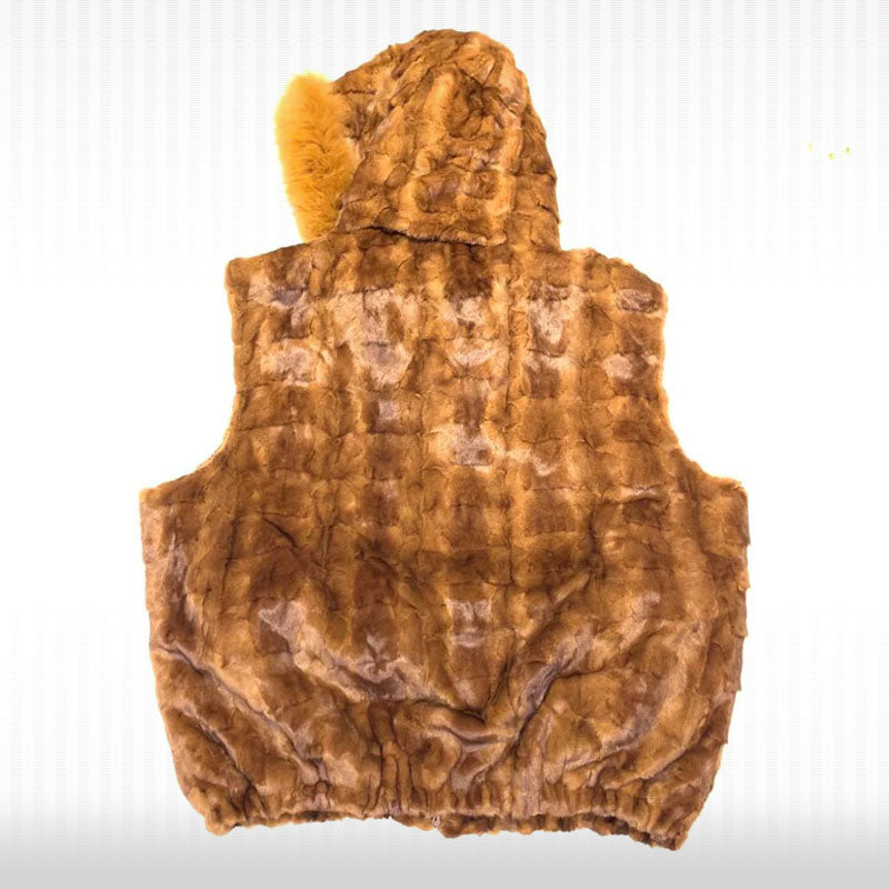 Gilet à capuche en fourrure de renard à coupe diamantée Whisky Mink pour homme