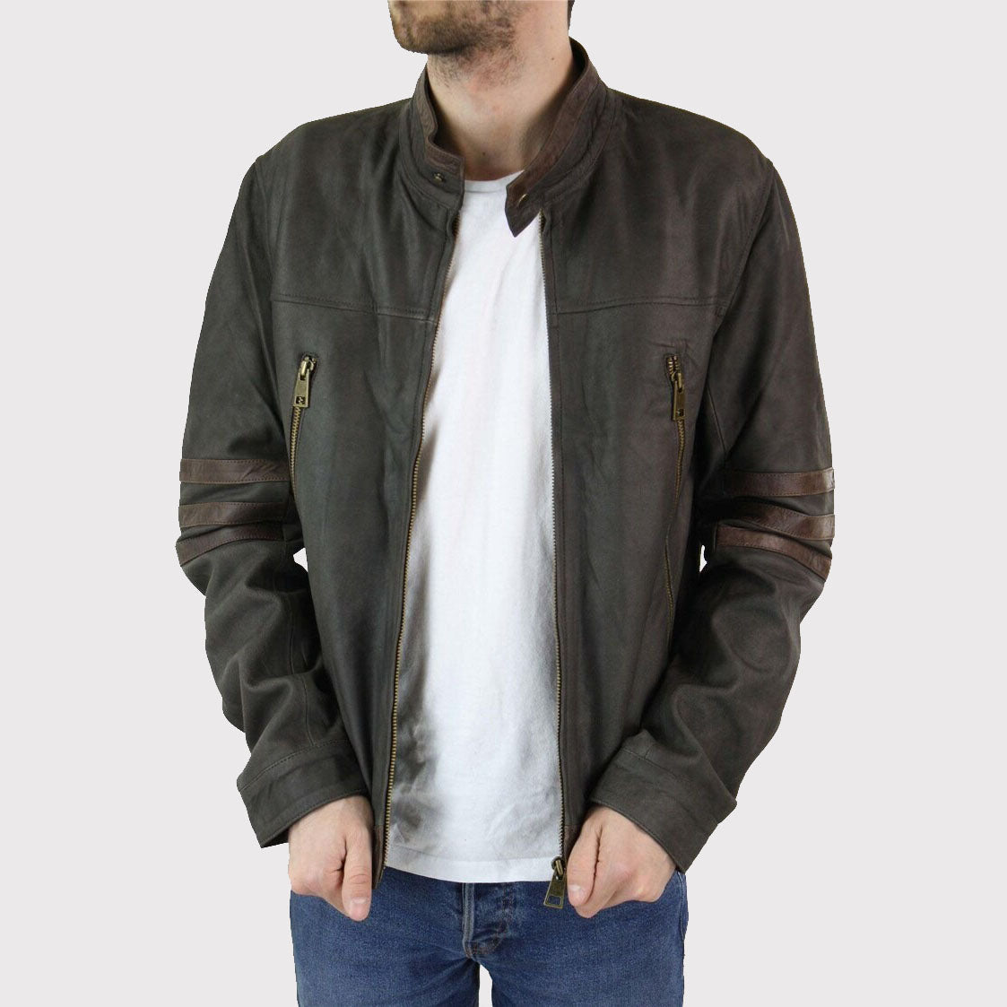 X-Men Wolverine Inspired Brown Biker Racing Jacket for Men