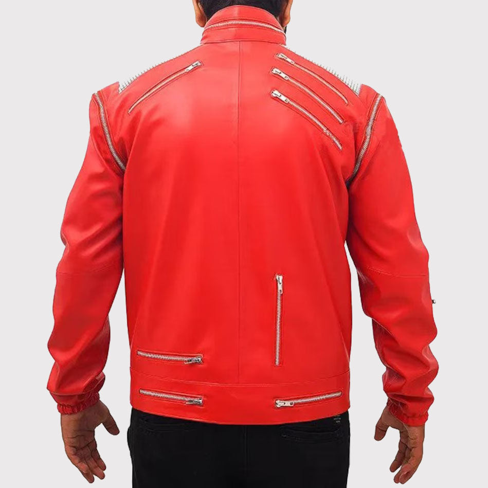 Veste de motard en cuir véritable Michael Jackson « MJ Beat It » pour homme