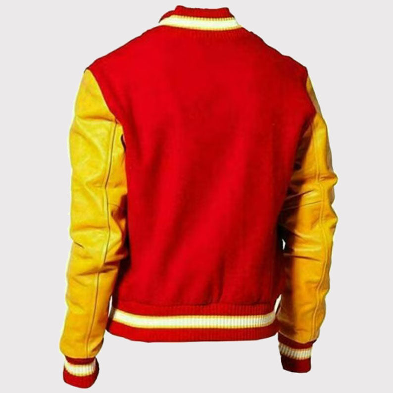 Blouson aviateur universitaire Thriller de MJ Michael Jackson - Logo M rouge