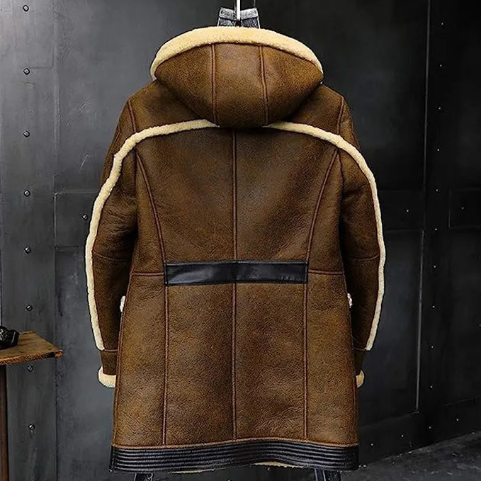 Nouveau manteau en peau de mouton à capuche pour homme - Fourrure longue de luxe