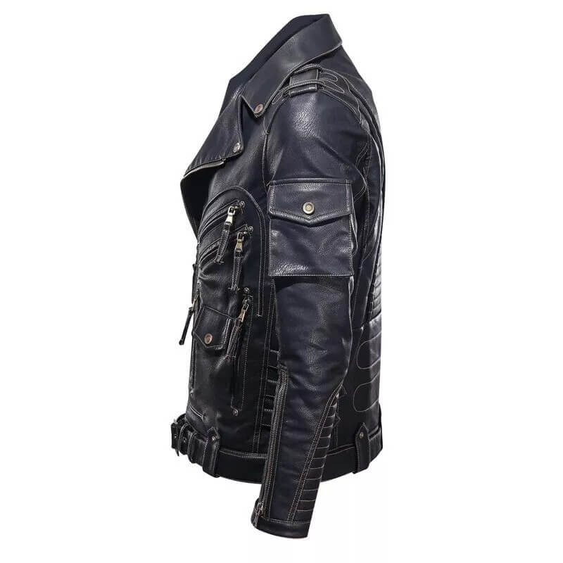 Veste de motard en cuir pour homme de qualité supérieure - Cuir de vache véritable