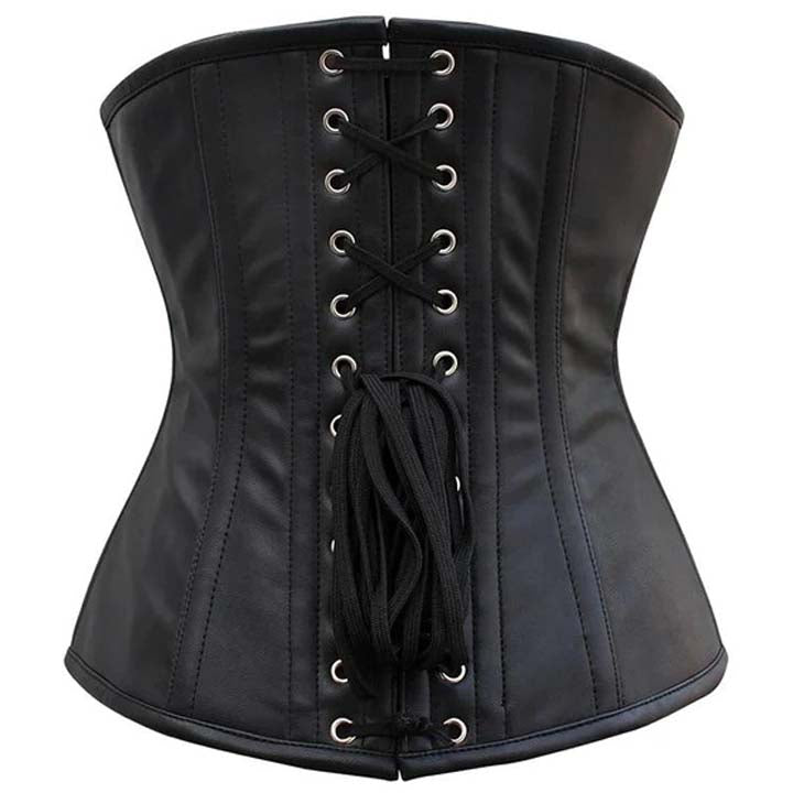 Corset sous-poitrine en similicuir noir avec croix de sang Olesya