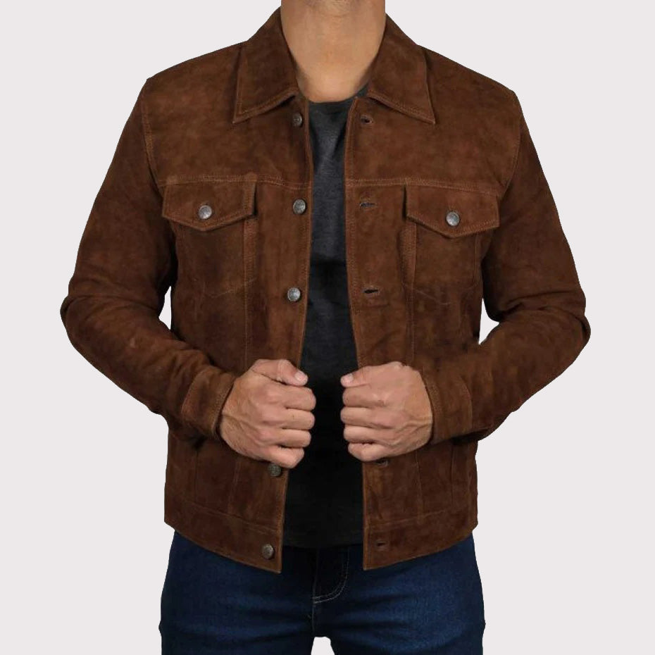 Premium Herrenjacke aus Wildleder „Logan“ in Braun