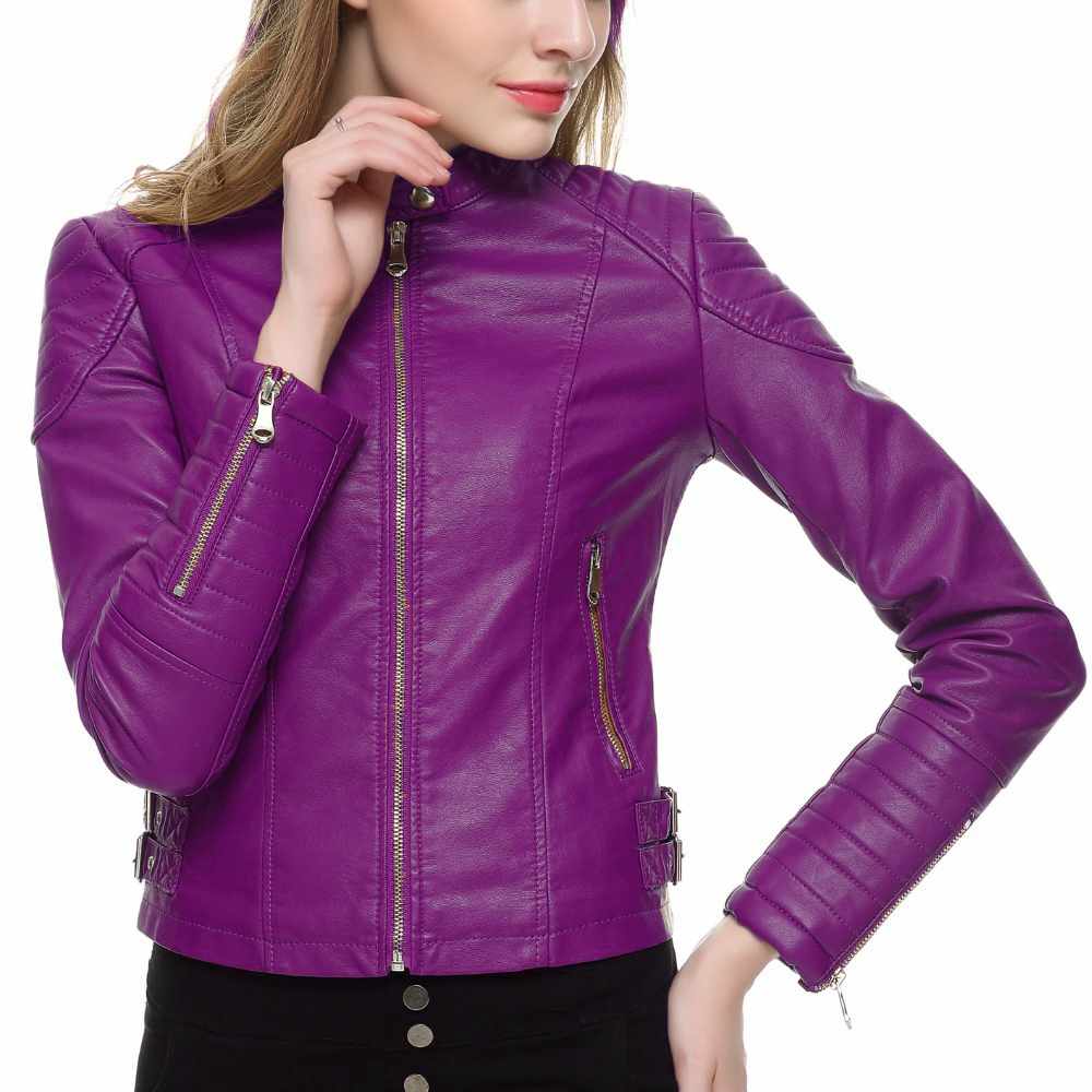 Vestes en cuir à la mode pour femmes, coupe slim, pour moto