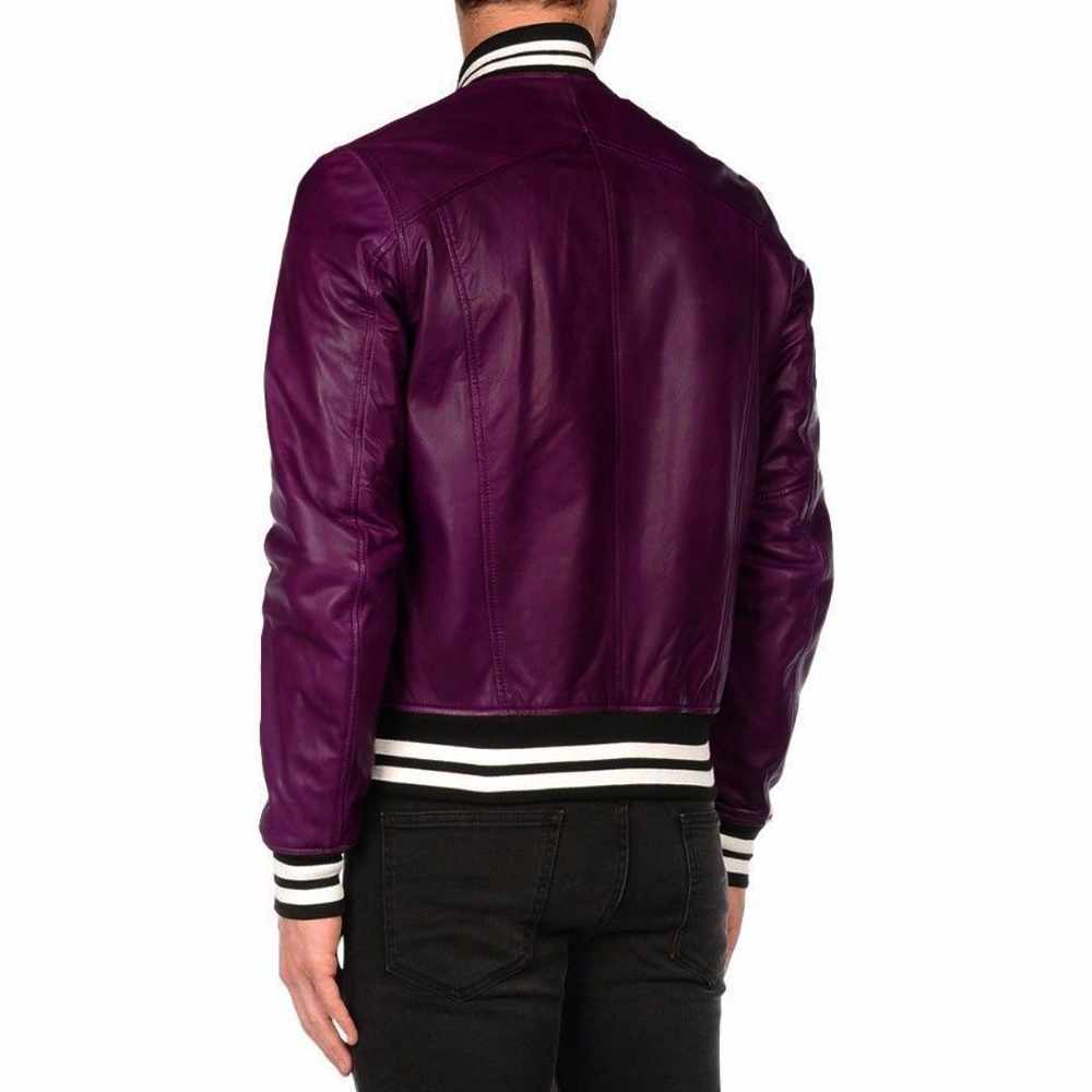 Veste en cuir tendance Letterman Varsity Bomber pour homme