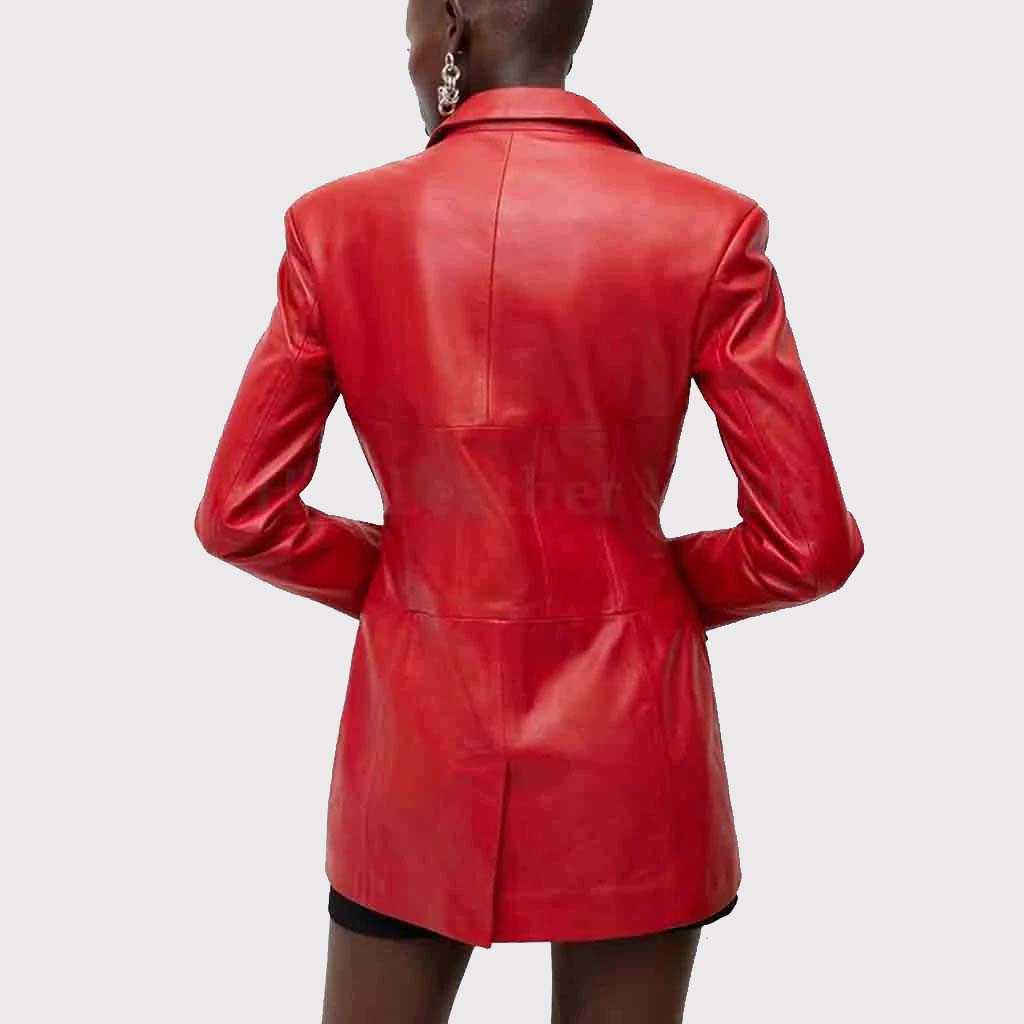 Blazer en cuir pour femme avec corset rouge