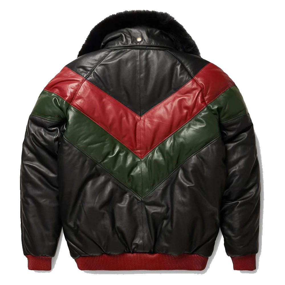 Veste en cuir V-Bomber multicolore élégante