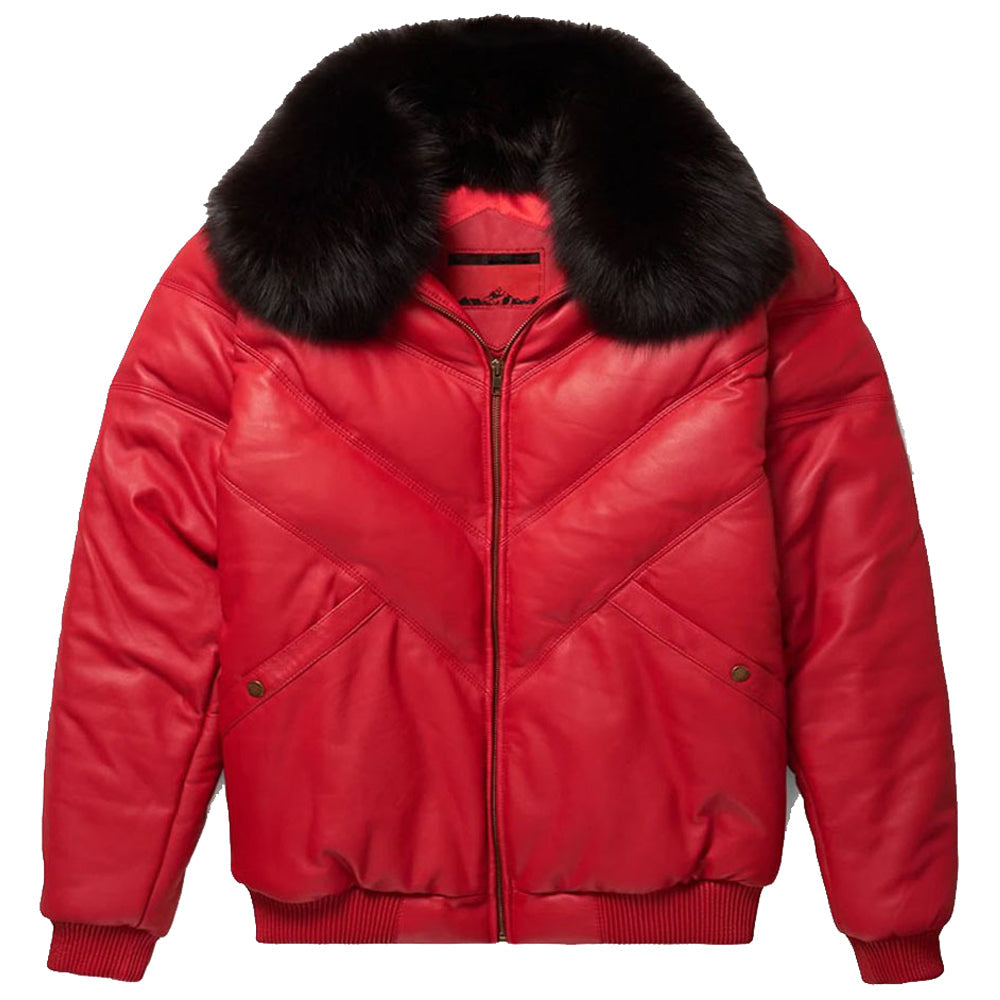 Nouvelle veste en cuir rouge V-Bomber