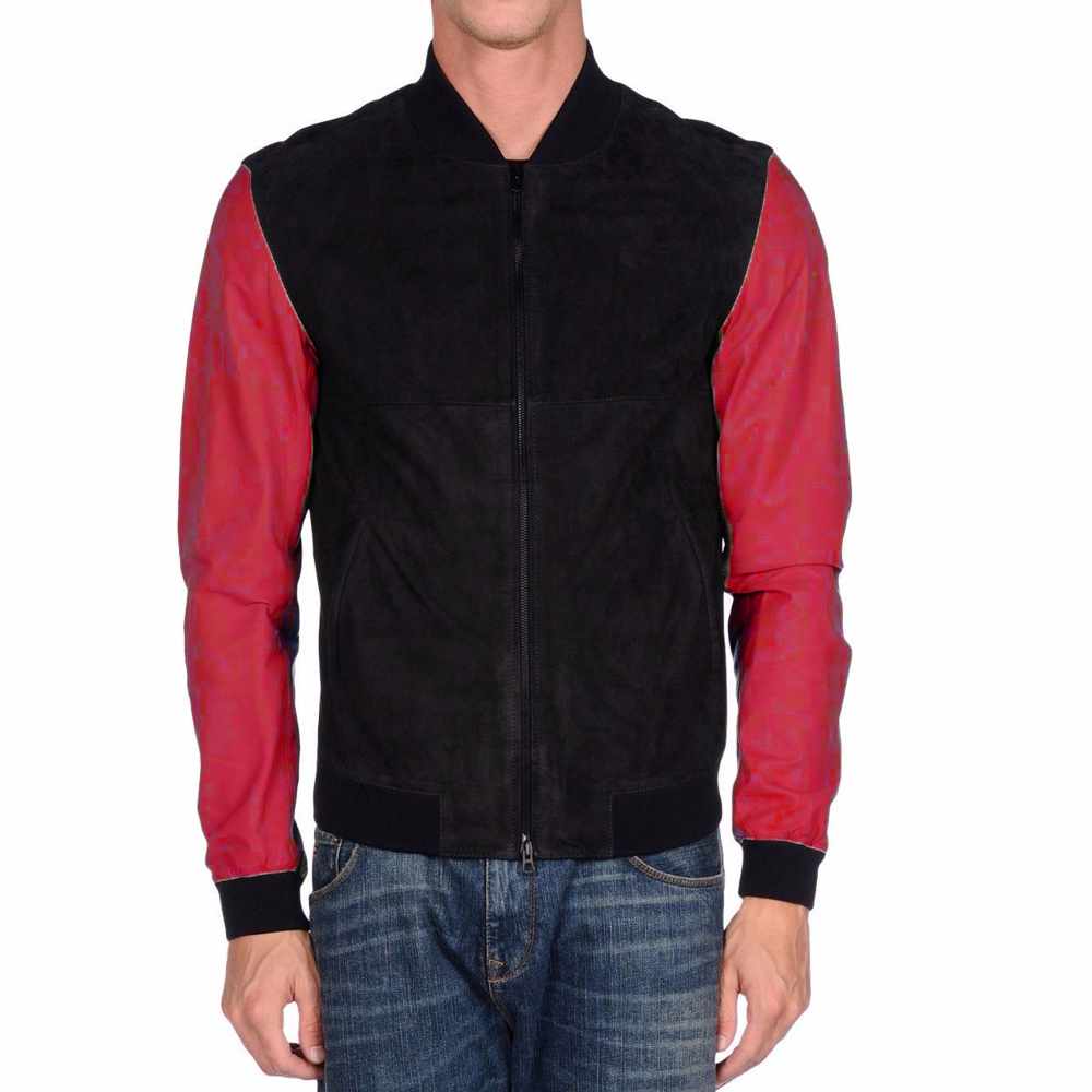 Veste de moto en cuir Letterman Varsity pour homme