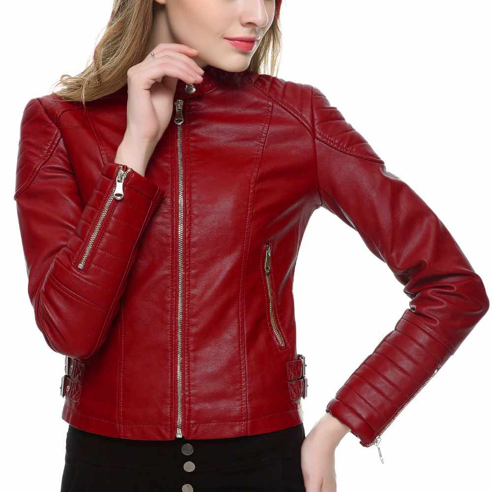 Vestes en cuir à la mode pour femmes, coupe slim, pour moto