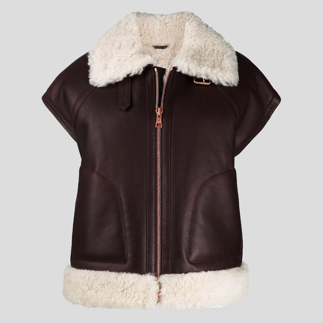 Gilet en cuir de mouton pour femme