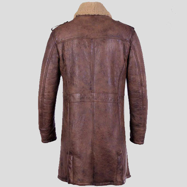 Manteau aviateur en peau de mouton retournée B3 pour homme, marron