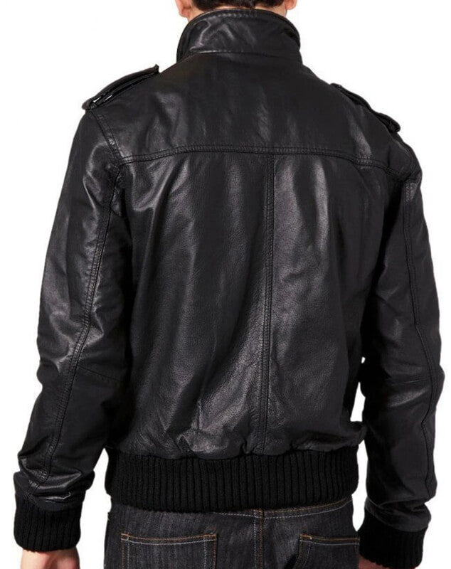 Veste bomber zippée sur le devant en peau de mouton souple pour homme