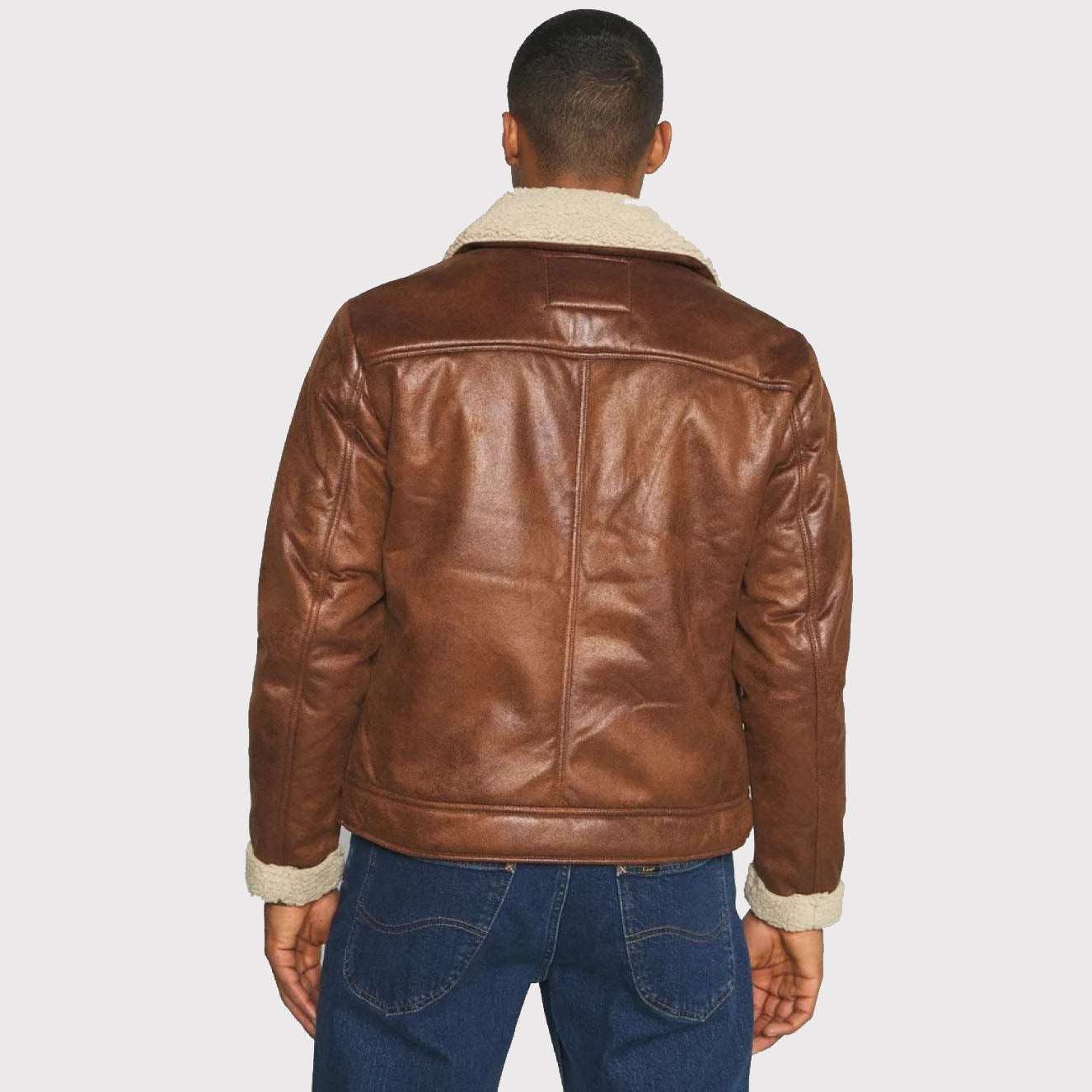 Veste en similicuir marron brillant – Élégante