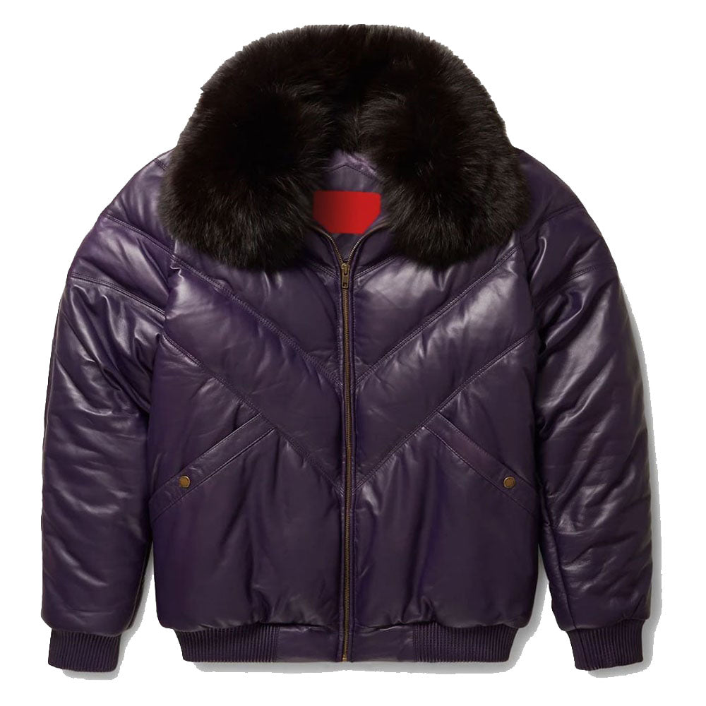 Veste élégante en cuir violet V-Bomber