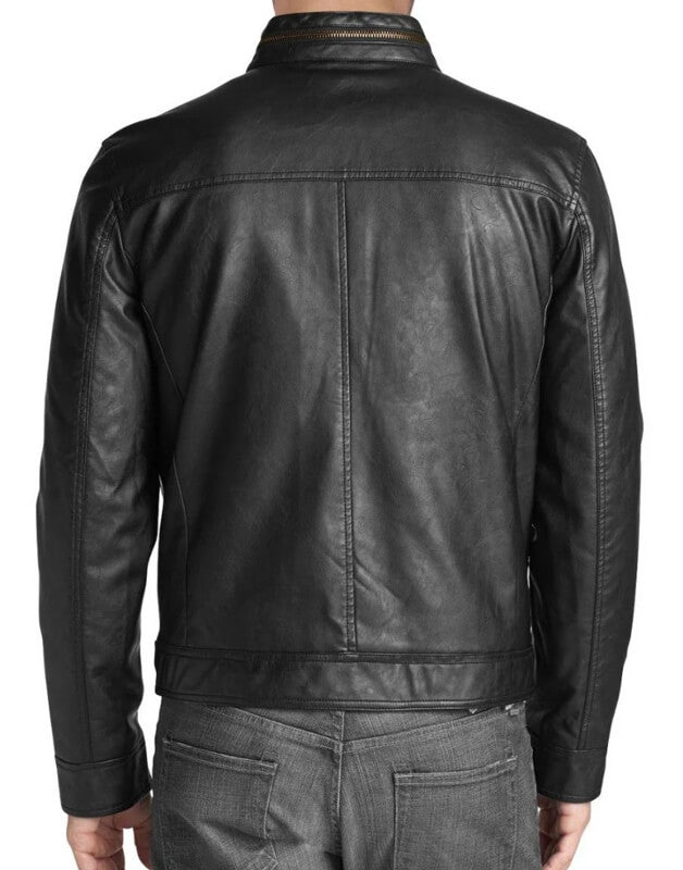 Veste motard en cuir noir élégante pour homme