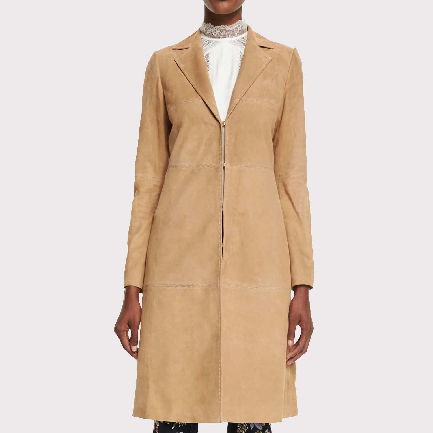 Manteau mi-long en daim pour femme