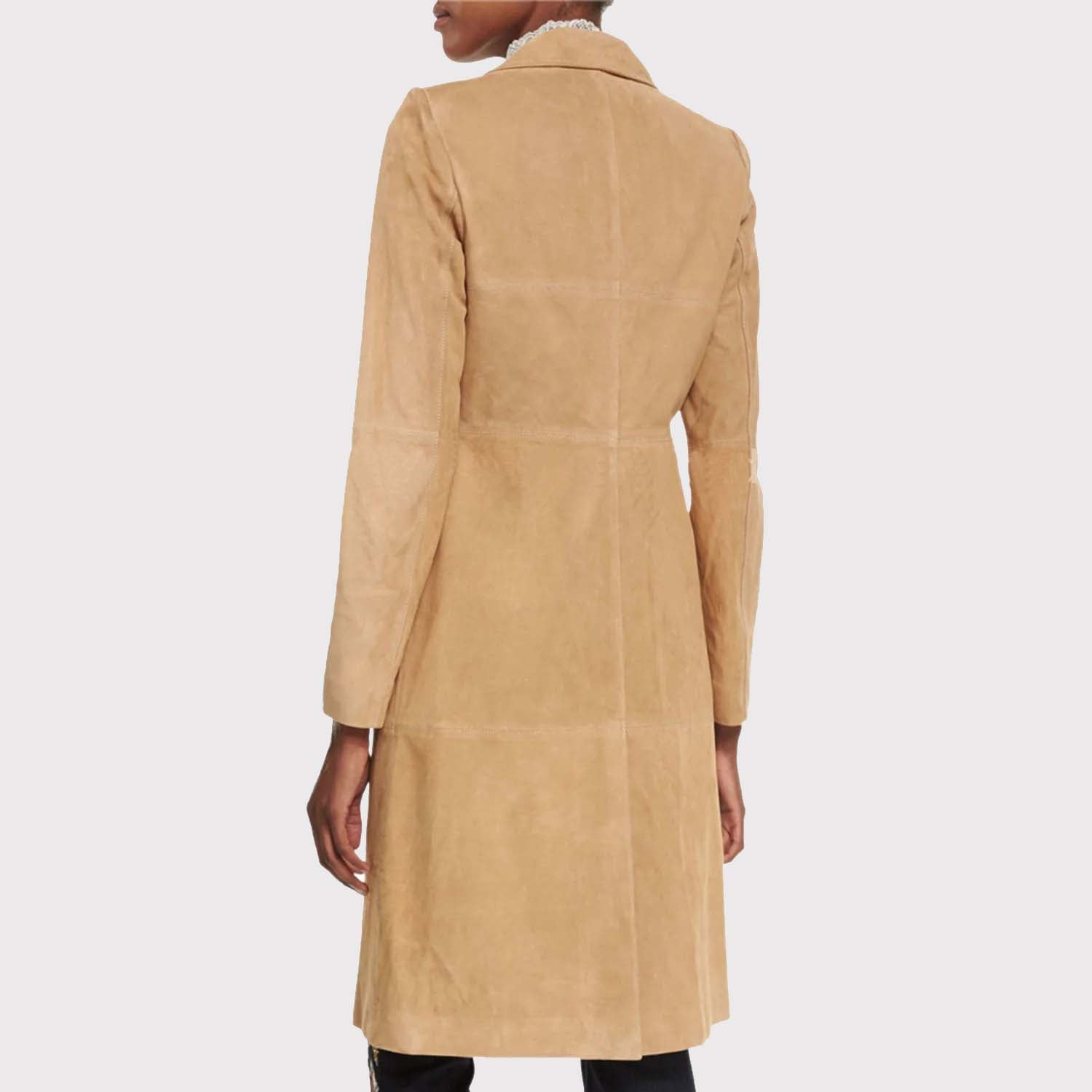 Manteau mi-long en daim pour femme