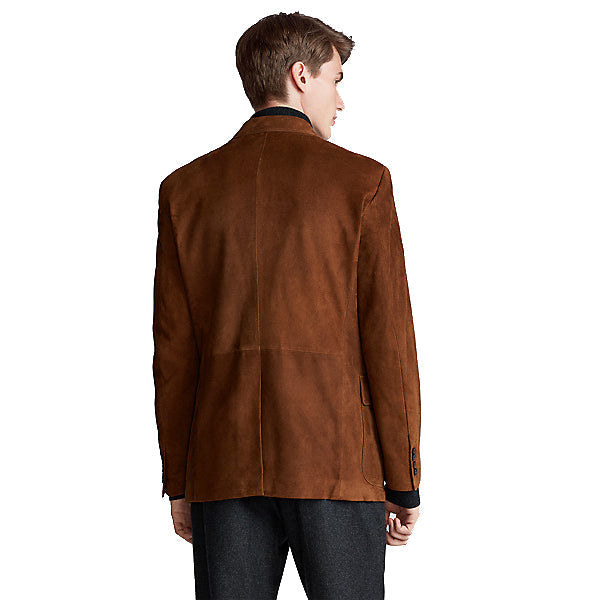 Blazer en cuir suédé marron clair pour homme